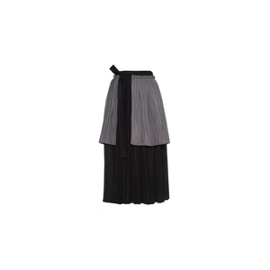 Falda envolvente plisado doble [Hand double pleated wrap skirt]