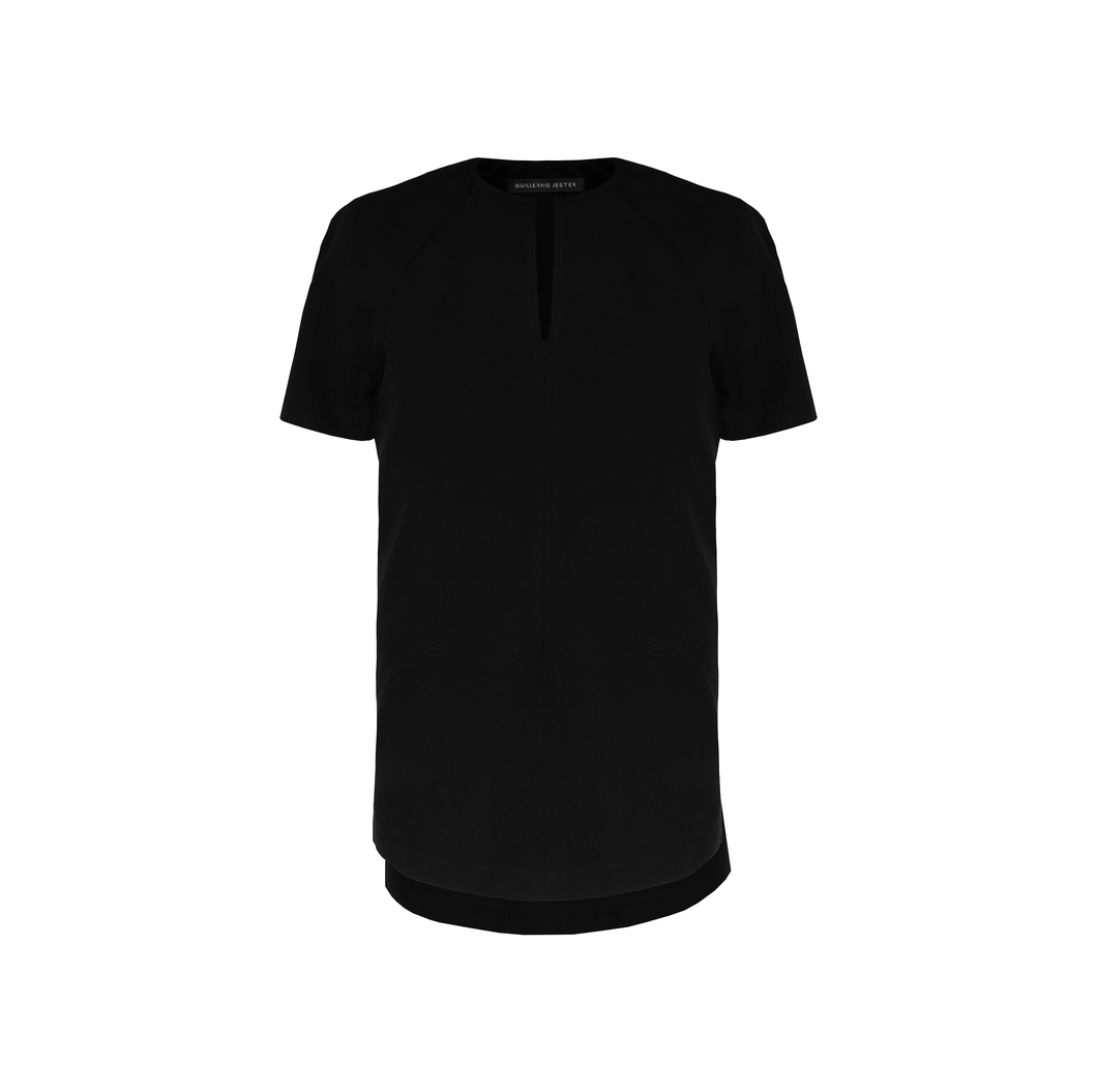 Camisa de telar manga corta [T-shirt] NEGRO