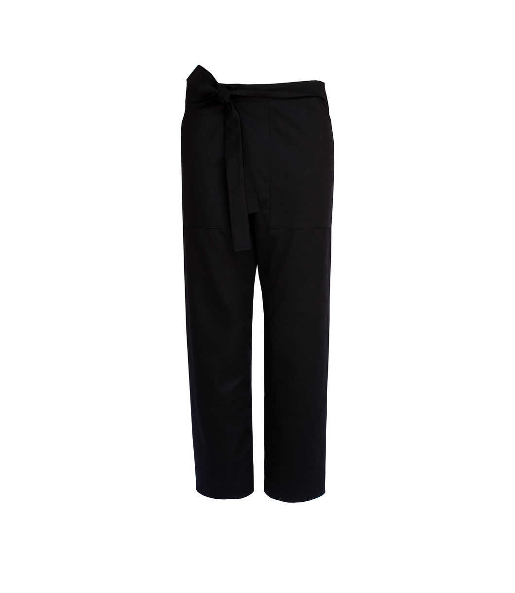 Pantalón cruzado recto [Wrapped straight leg pants]